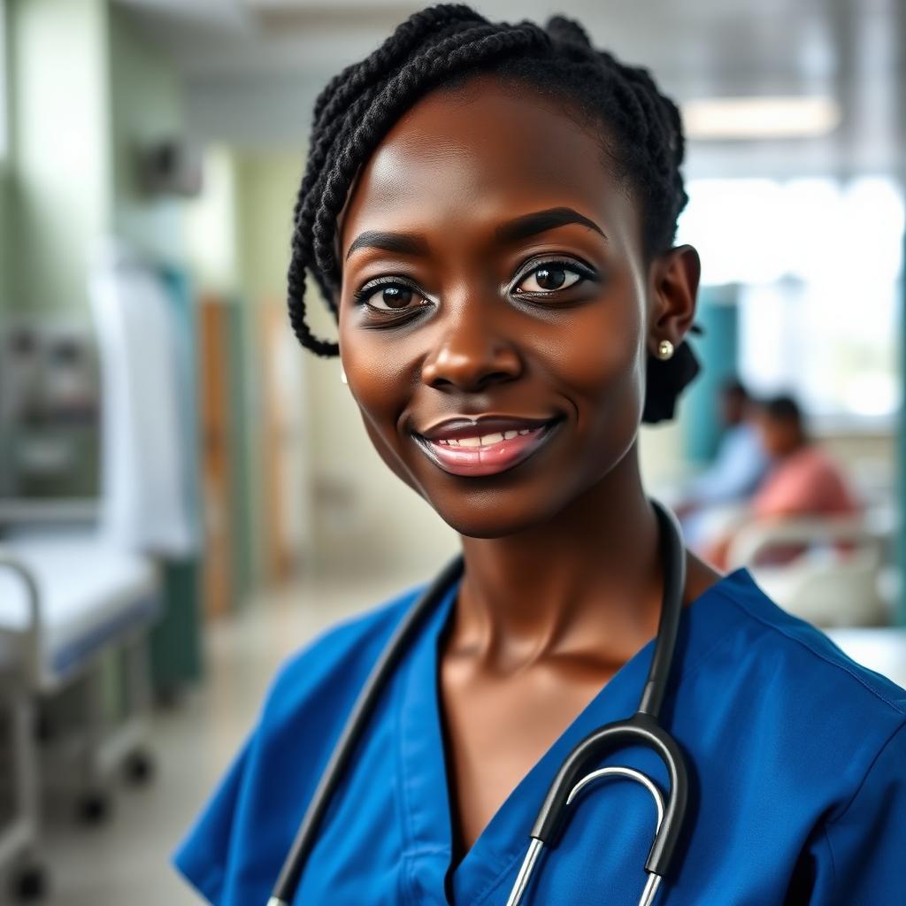 Kenyan nurse in a modern hospital ward